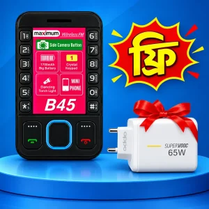 Maximum B45 Mini Button Phone​ | 1 Year Official Warranty | Powerful Torch Light | Auto Call Record